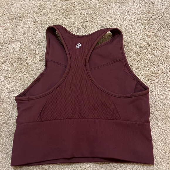 #287& 258 🍋Lululemon Ebb To Train Bra Garnet Red Size 4 High Neck Longline🍋 - Picture 8 of 9